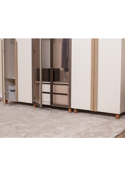 İtra 6 Kapaklı Gardırop – Krem Gövde, Krem Lake Camlı Kapak fırsatları