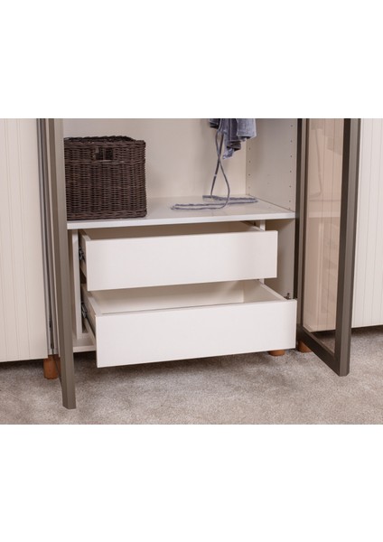 İtra 6 Kapaklı Gardırop – Krem Gövde, Krem Lake Camlı Kapak indirimleri