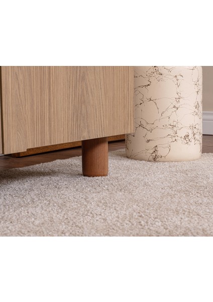 İtra 5 Kapaklı Gardırop – Krem Gövde, Meşe MDFLAM Aynalı Kapak