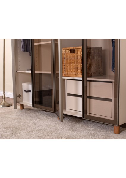 İtra 4 Kapaklı Gardırop – Krem Gövde, Camlı Kapak fırsatları