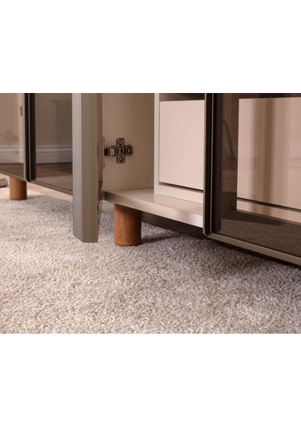 İtra 4 Kapaklı Gardırop – Krem Gövde, Camlı Kapak