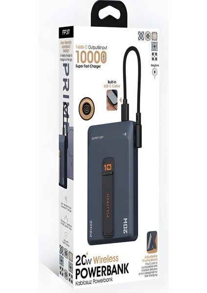 10000MAH 20W Hızlı Şarj Kablosuz Magsafe Powerbank Type-C Kablolu/girişli Standlı - Siyah modelleri