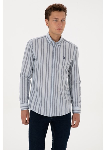 Erkek Açık Mavi Gömlek Desenli 50308593-VR003