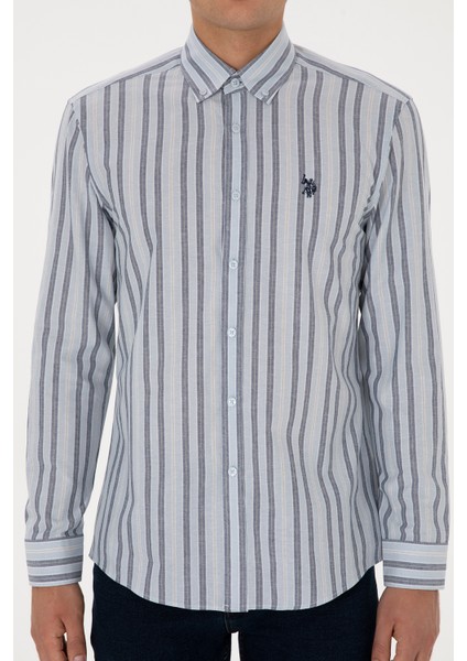 Erkek Açık Mavi Gömlek Desenli 50308593-VR003