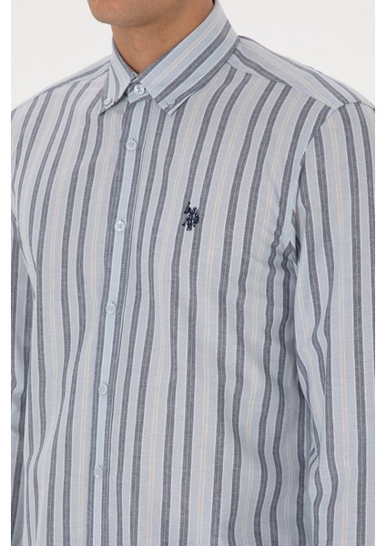 Erkek Açık Mavi Gömlek Desenli 50308593-VR003