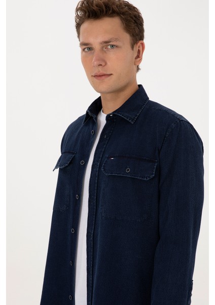 Erkek Lacivert Gömlek Desenli 50308275-VR033 fiyatları