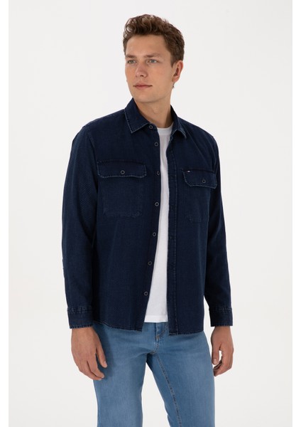 Erkek Lacivert Gömlek Desenli 50308275-VR033 modelleri