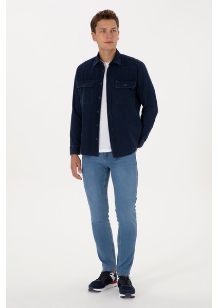 Erkek Lacivert Gömlek Desenli 50308275-VR033 fırsatları