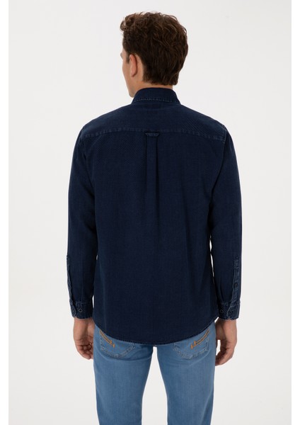 Erkek Lacivert Gömlek Desenli 50308275-VR033 indirimleri