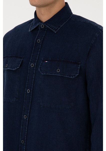 Erkek Lacivert Gömlek Desenli 50308275-VR033