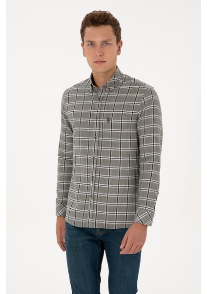 Erkek Koyu Yeşil Gömlek Desenli 50308563-VR079 modelleri