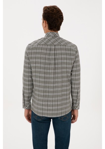 Erkek Koyu Yeşil Gömlek Desenli 50308563-VR079 indirimleri