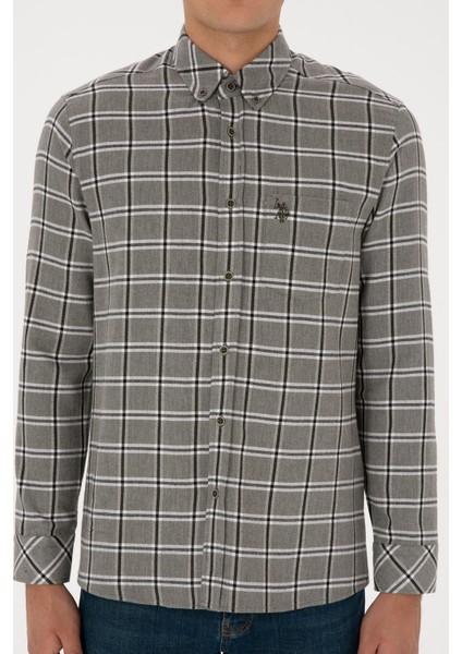 Erkek Koyu Yeşil Gömlek Desenli 50308563-VR079