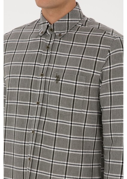 Erkek Koyu Yeşil Gömlek Desenli 50308563-VR079