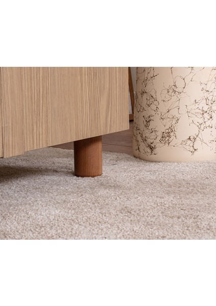 İtra 6 Kapaklı Gardırop – Krem Gövde, Meşe MDFLAM Camlı Kapak