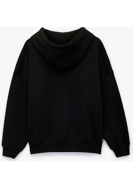 Kapüşonlu Uzun Kollu Baskılı Oversize Fermuarlı Hırka fırsatları