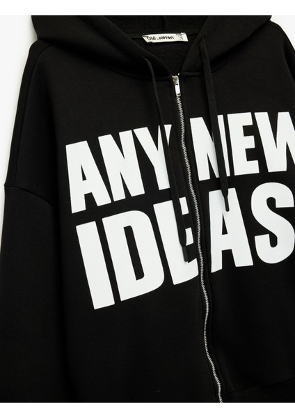 Kapüşonlu Uzun Kollu Baskılı Oversize Fermuarlı Hırka indirimleri