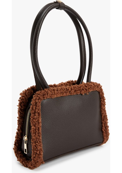 Peluş Detaylı Fermuarlı Saplı Suni Deri Omuz Çantası fiyatları