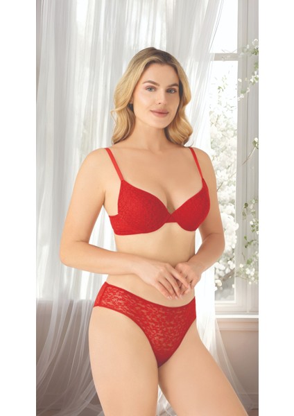 Çiçek Dantelli Destekli Sütyen Takım