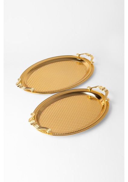 Metal Gold & Gümüş 2’li Oval Tepsi Seti – Zarif Desenli Servis ve Sunum Tepsisi, Kararmaz, Solmaz indirimleri