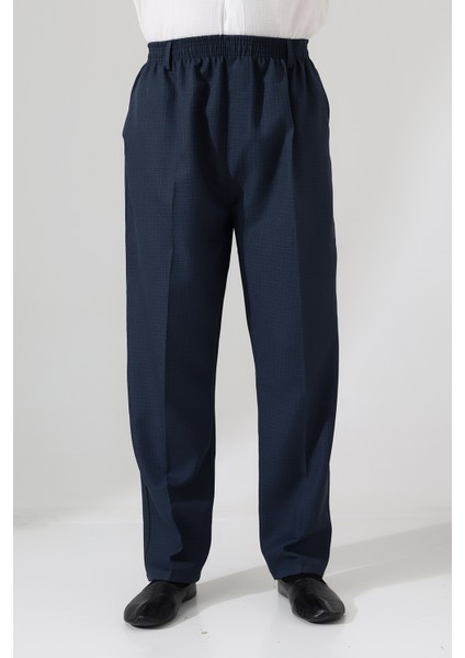 Erkek Graf Kareli Kumaş Şalvar Pantolon, Beli Lastikli Cepli - Mavi (Isr) indirimleri