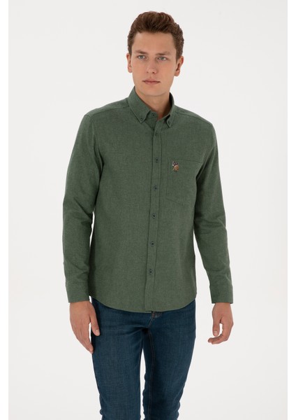 Erkek Koyu Yeşil Gömlek Desenli 50308491-VR079 modelleri