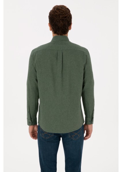 Erkek Koyu Yeşil Gömlek Desenli 50308491-VR079 indirimleri