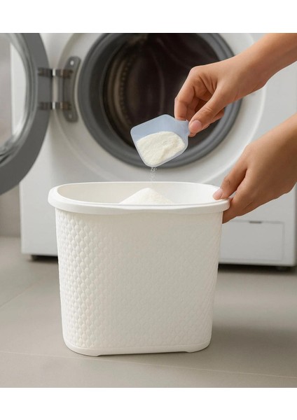Beyaz Renkli Çok Amaçlı Çöp Kovası Toz Deterjan Saklama Kabı Deterjanlık 6 Litre