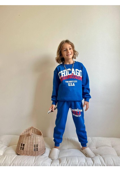 Basketbol Baskılı Şardonlu 3 Iplik Sweatshirt-Eşofman Altı Kışlık Erkek Çocuk Takım fiyatları