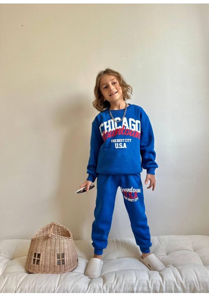 Basketbol Baskılı Şardonlu 3 Iplik Sweatshirt-Eşofman Altı Kışlık Erkek Çocuk Takım fırsatları