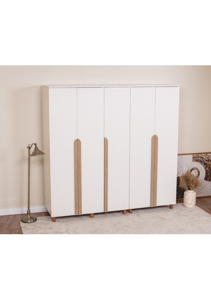 İtra 5 Kapaklı Gardırop – Krem Gövde, Krem MDFLAM Kapak