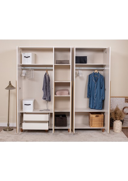 İtra 5 Kapaklı Gardırop – Krem Gövde, Krem MDFLAM Kapak fiyatları