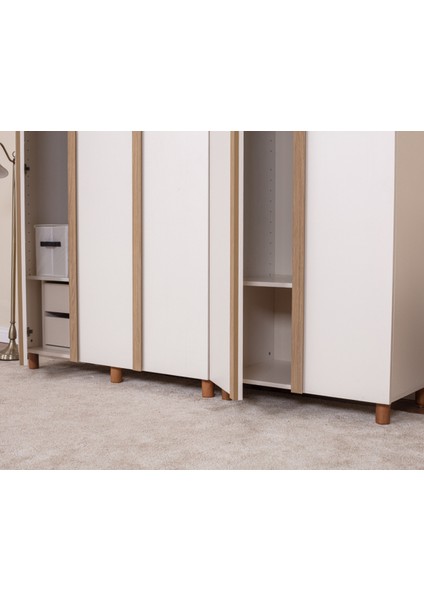 İtra 5 Kapaklı Gardırop – Krem Gövde, Krem MDFLAM Kapak fırsatları