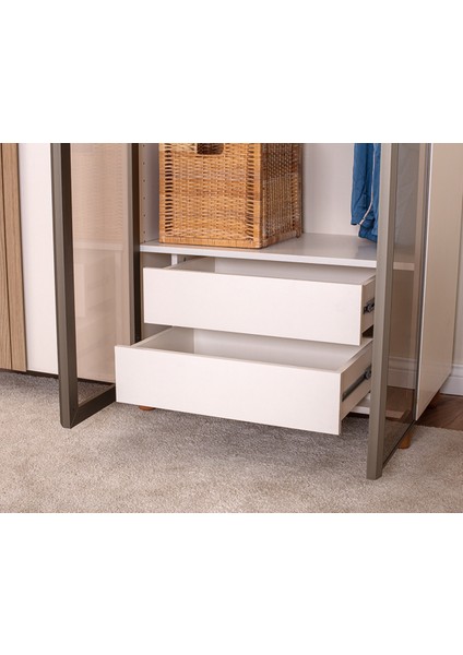 İtra 4 Kapaklı Gardırop – Krem Gövde, Krem MDFLAM, Camlı Kapak indirimleri