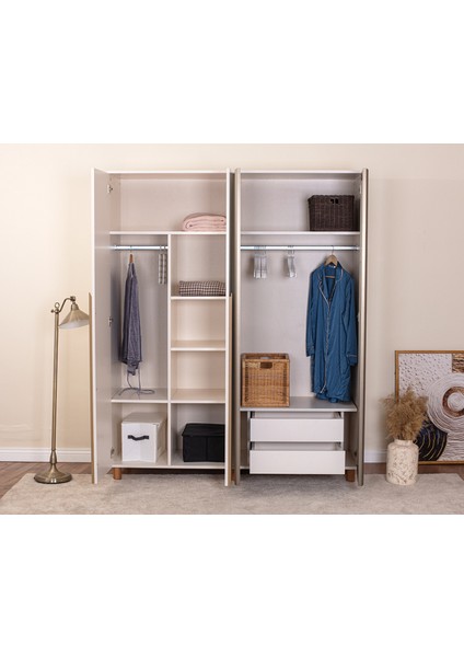 İtra 4 Kapaklı Gardırop – Krem Gövde, Krem MDFLAM Aynalı Kapak fiyatları