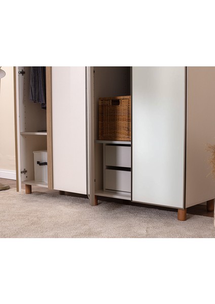 İtra 4 Kapaklı Gardırop – Krem Gövde, Krem MDFLAM Aynalı Kapak fırsatları