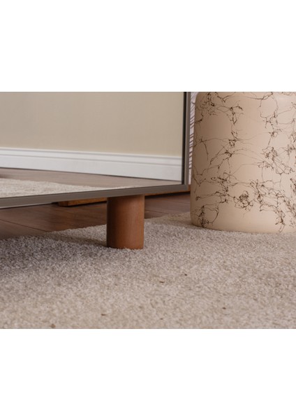 İtra 4 Kapaklı Gardırop – Krem Gövde, Krem MDFLAM Aynalı Kapak