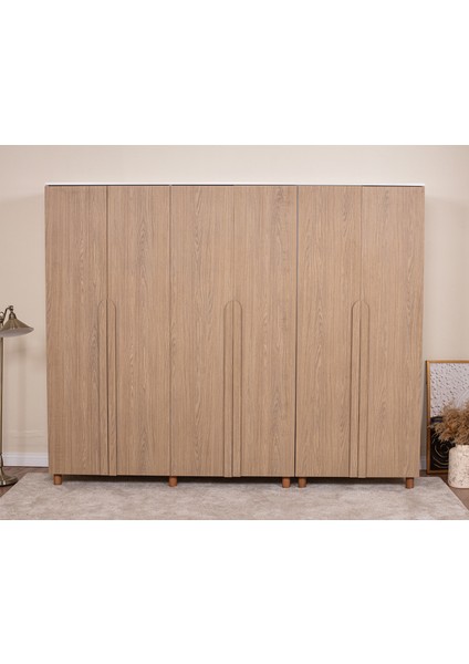 İtra 6 Kapaklı Gardırop – Krem Gövde, Meşe MDFLAM Kapak fiyatları