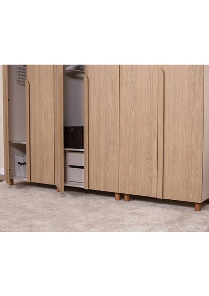 İtra 6 Kapaklı Gardırop – Krem Gövde, Meşe MDFLAM Kapak fırsatları