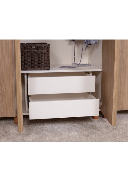 İtra 6 Kapaklı Gardırop – Krem Gövde, Meşe MDFLAM Kapak indirimleri