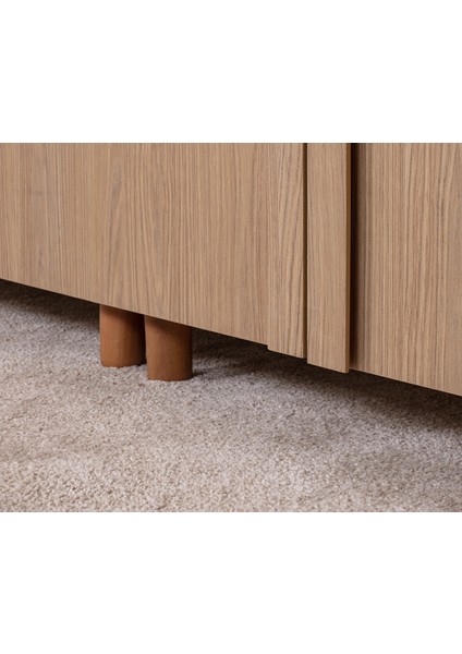 İtra 6 Kapaklı Gardırop – Krem Gövde, Meşe MDFLAM Kapak