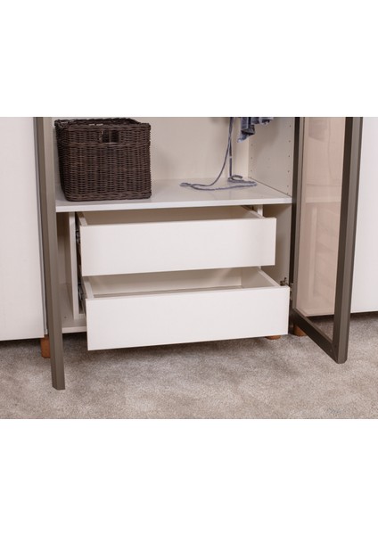 İtra 6 Kapaklı Gardırop – Krem Gövde, Krem MDFLAM Camlı Kapak indirimleri