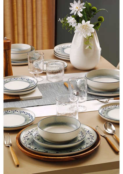 Moderna Indigo Bloom 24 Parça 6 Kişilik Yemek Takımı