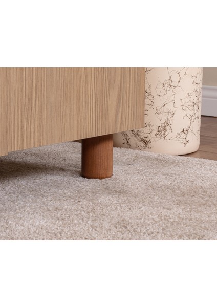 İtra 6 Kapaklı Gardırop – Krem Gövde, Meşe MDFLAM Aynalı Kapak