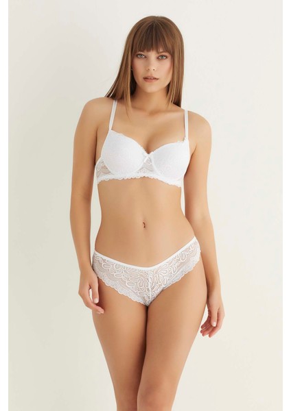Beyaz Destekli Slip Külotlu Dantelli Sütyen Takımı 4007 fırsatları