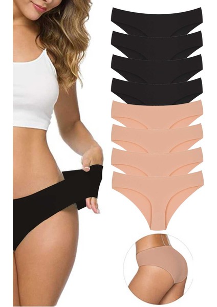 8 Adet Kadın Dikişsiz Lazer Kesim Esnek Iz Yapmayan Külot S2