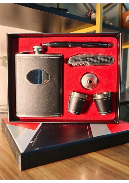 Özel Lüks Hediye Seti – Deri Kaplamalı Çelik Matara, 2 Shot Bardak, Huni, Kalem ve Çakı Tirbuşon indirimleri