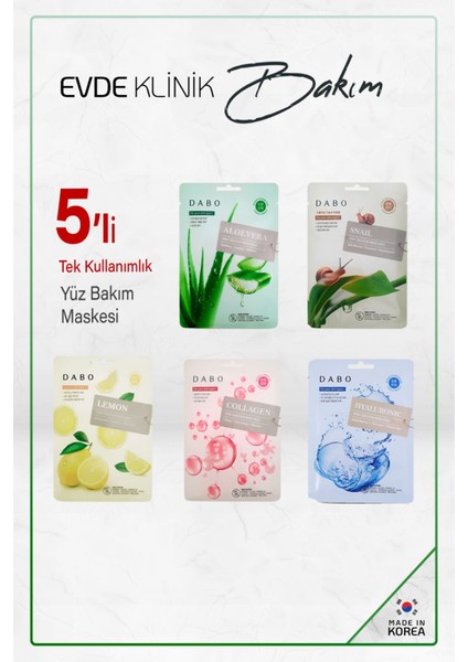 5'li Karışık Tek Kullanımlık Kore Yüz Maskesi - Ultra Ince ve Nefes Alabilen Yapı - Made In Korea