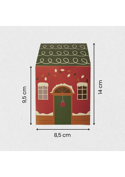 Yılbaşı Ev Tasarımlı Kutu Çanta, Yeniyıl, Parti, Hediye Çantası, 6lı, 8.5X8.5X14 Cm, Yeşil Çatılı fiyatları