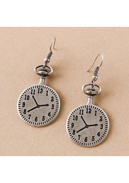 Köstekli Saat Şekilli Kadın Küpe Çift Adet Gümüş Kaplama El Yapımı Küpe fiyatları